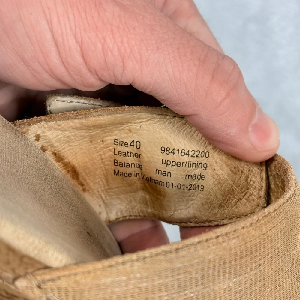 Dansko Sophie Wedge Sandals Womens 40 Tan Leather Double Strap Buckle Slides